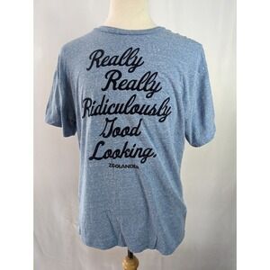 Men's Zoolander Movie t Shirt Size Large Ridiculously Good Looking Graphic Blue